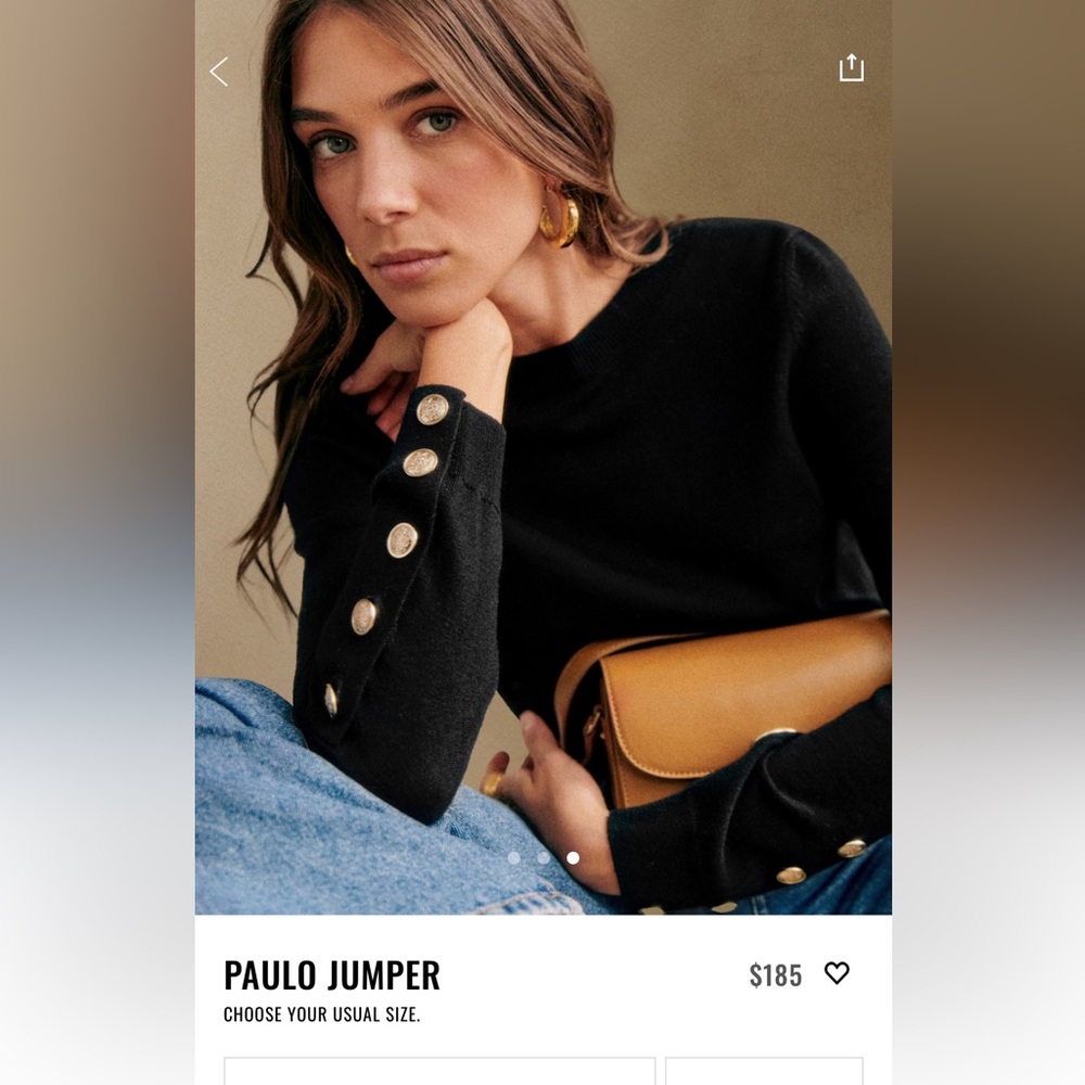 Sezane Black Paulo Jumper with Gold Buttons
